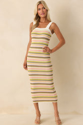 MINKPINK Multi Amelia Knit Stripe Midi Dress